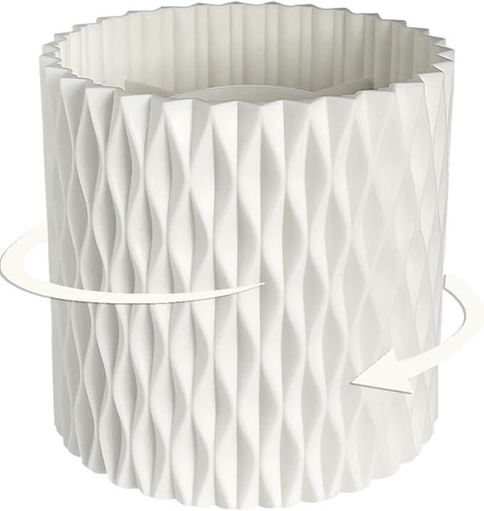Rotating Pen Holder for Desk, 5 Slots Unique White Desk Organizer Easthetic Desktop Supplies and Accessories for Women Girls, Pencil Cup Caddy for Office Home Art Supply