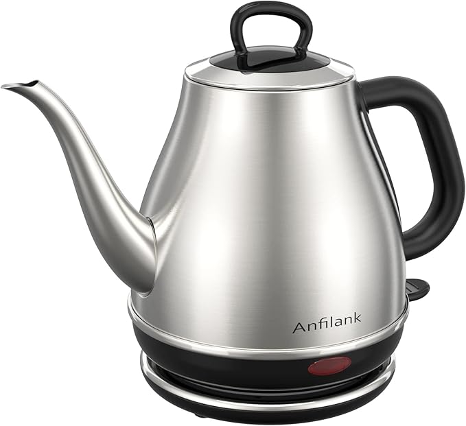 Electric Gooseneck Kettle, 1L 1500WFast Boil, 100% Stainless Steel BPA Free Pour-Over Coffee & Tea Kettle,Water Boiler with Auto Shut & Boil-Dry Protection