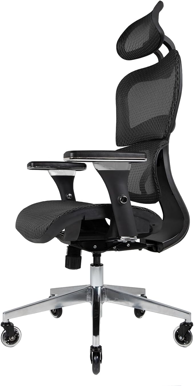 Ergonomic Office Chair Lumbar Support Mesh Office Chair with 4D Adjustable Armrest, Adjustable Headrest and Wheels, Mesh High Back Home Office Desk Chairs