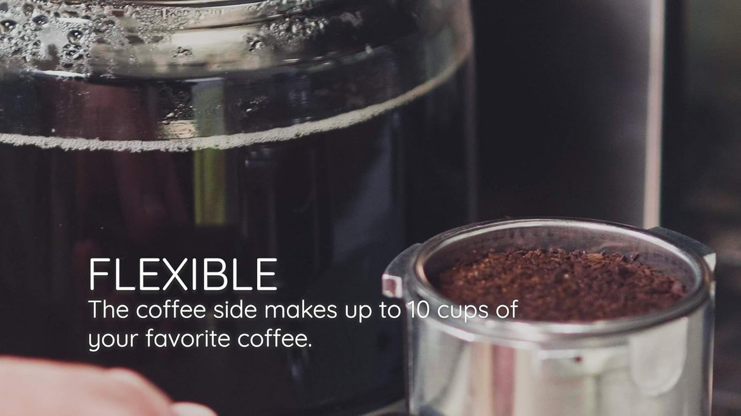 Combination Stainless Steel Espresso + Coffee Maker, 10 cups