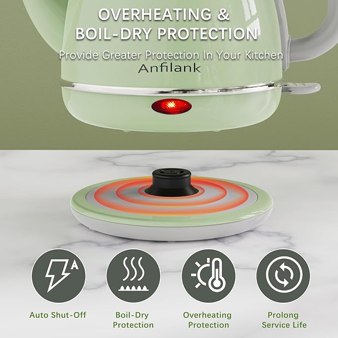 Electric Gooseneck Kettle, 1L 1500WFast Boil, 100% Stainless Steel BPA Free Pour-Over Coffee & Tea Kettle,Water Boiler with Auto Shut & Boil-Dry Protection
