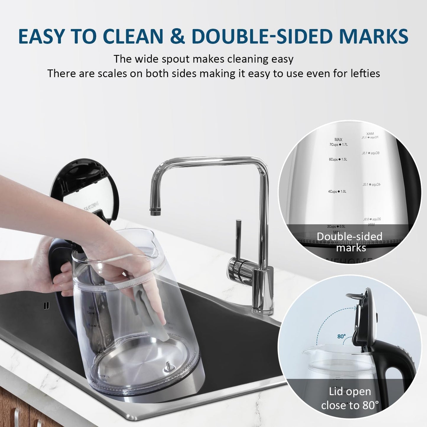 Electric Kettle Temperature Control - Keep Warm Hot Water Boiler, Double Wall Tea kettle for Boiling Water 6 Presets 1500W 4 Hours 1.7L LED Auto Shut Off Cordless