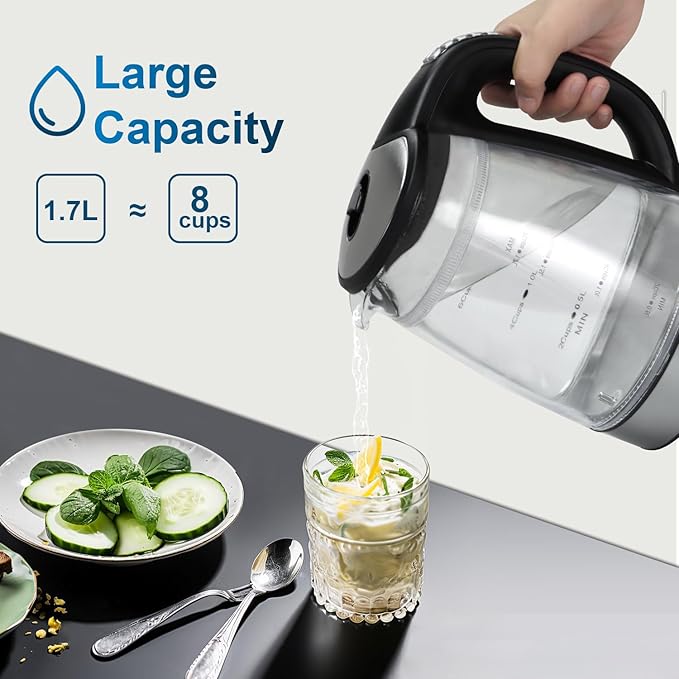 Electric Kettle Temperature Control - Keep Warm Hot Water Boiler, Double Wall Tea kettle for Boiling Water 6 Presets 1500W 4 Hours 1.7L LED Auto Shut Off Cordless