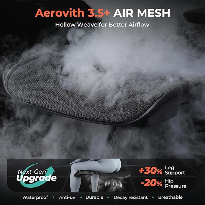 Ergonomic Mesh Office Chair, Adjustable Lumbar High Back Desk Chair 400lbs, 4D Flip-up Arms, 3-Level Tilt Backrest, 3D Headrest, PU Wheels, Swivel Rolling Computer Seating for Long Desk Work