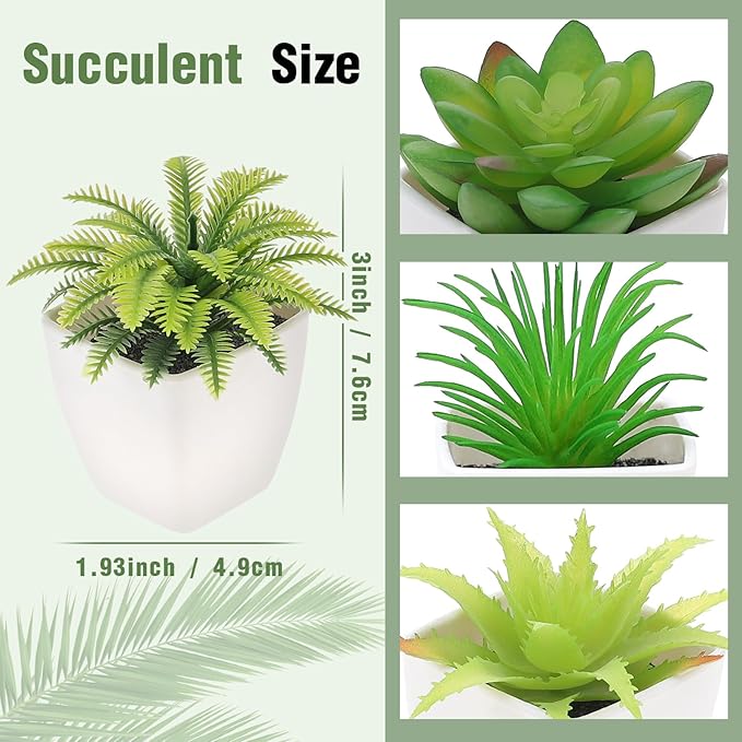 4 Pack Small Fake Plants Artificial Succulent Plants Assorted Fake Succulent Plant for Home Decor Greenery Bathroom Shelf Room Indoor