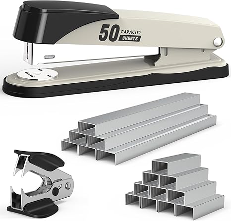 Metal Stapler Heavy Duty 50 Sheet Capacity with 1750 Staples and Staple Remover, Full Strip Staplers for Desk, No Jam, Non-Slip for Office & Classroom