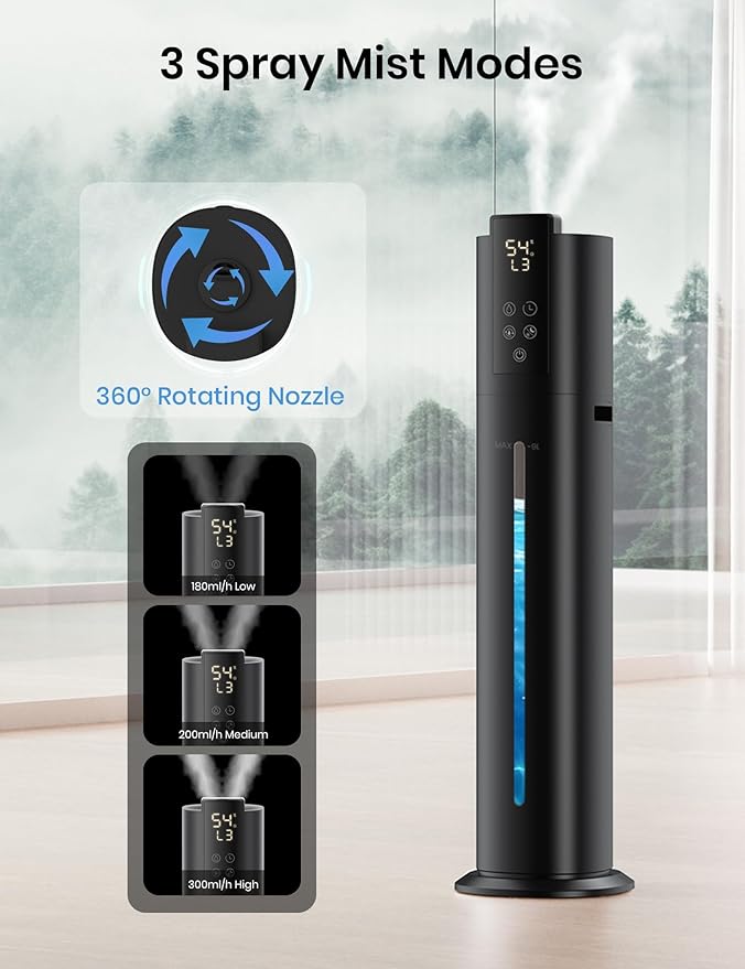 9L/2.38Gal Smart Humidifiers For Large Room,30dB Quiet Whole House Humidifier,Cover Up To 600ft² App/Remote Control,Humidifier For Bedroom,Humidifiers With Essential Oil Diffuser,12 H Timer