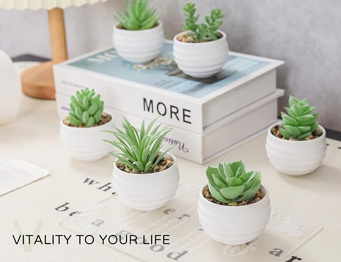 6 Pack Fake Plants Small Realistic Succulents Plants Artificial for Home Room Decor Indoor