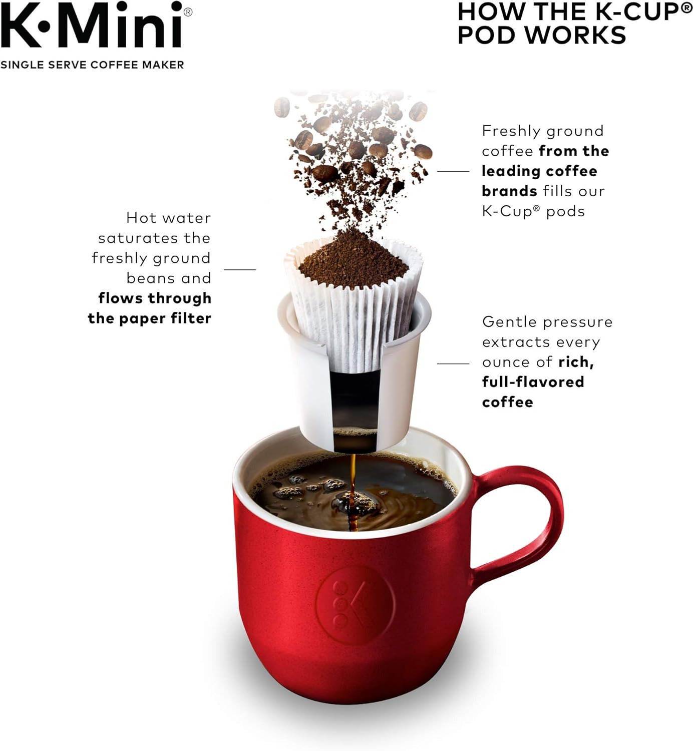 Single Serve K-Cup Pod Coffee Maker, 6 to 12oz Brew size, with Cord Storage, Perfect for Small Spaces