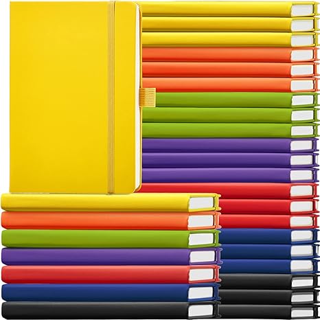 28 Pack Lined Notebook Journal Bulk A5 Hardcover Notebook PU Leather College Ruled Notepad 5.5 x 8.2 Inch Ruled Lined Journal Set With Pen Holder for School Business Work Travel Writing