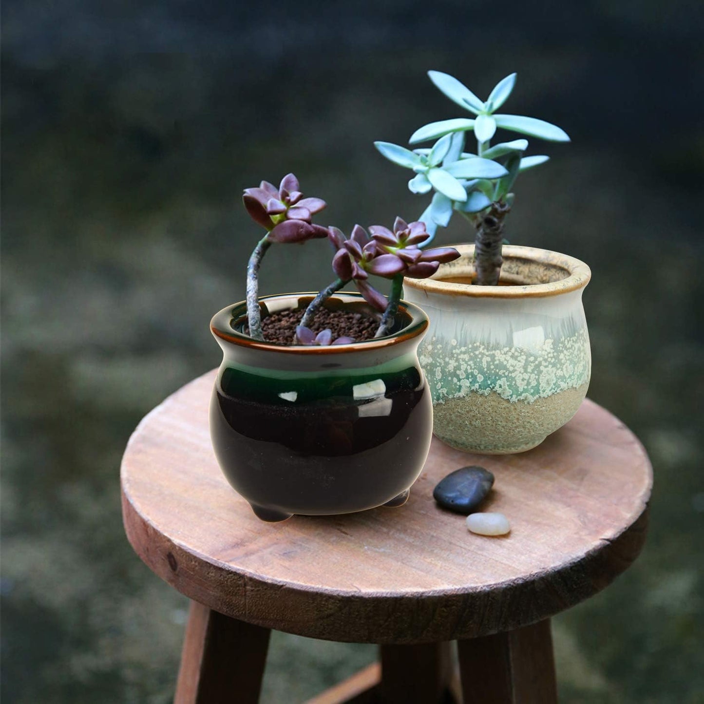 2.5 Inch Succulent Pot with Drainage,Planting/Flower Pots,Small Planter for Mini Plant Ceramic Flowing Glaze Base Serial Set with Holes