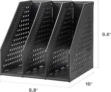 Collapsible Magazine File Holder, Desk Organizer Document Folder for Office Organization and Storage, 3 Vertical Compartments