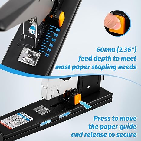 Heavy Duty Stapler 210 Sheets Capacity, Effortless Office School Stapler with Adjustable Stapling Width of 60mm (2.36") with 4000 Staples