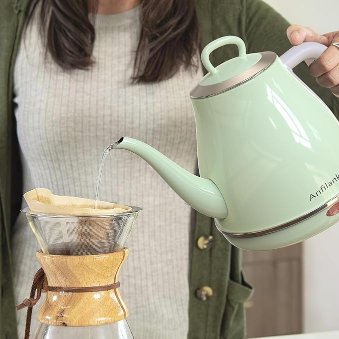 Electric Gooseneck Kettle, 1L 1500WFast Boil, 100% Stainless Steel BPA Free Pour-Over Coffee & Tea Kettle,Water Boiler with Auto Shut & Boil-Dry Protection