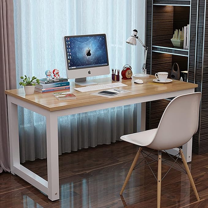 Modern Computer Desk 63 Inch Large Office Desk, Writing Study Table for Home Office Desk Workstation Wide Metal Sturdy Frame Thicker Steel Legs