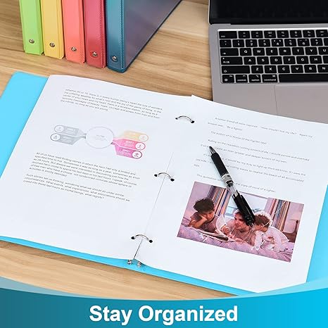 1-inch 3 Ring Binder with 2 Interior Pockets, 1'' Basic Binders Holds US Letter Size 8.5'' x 11'' Paper - Versatile Binders for Office, Home, and School Use, 6 Pack