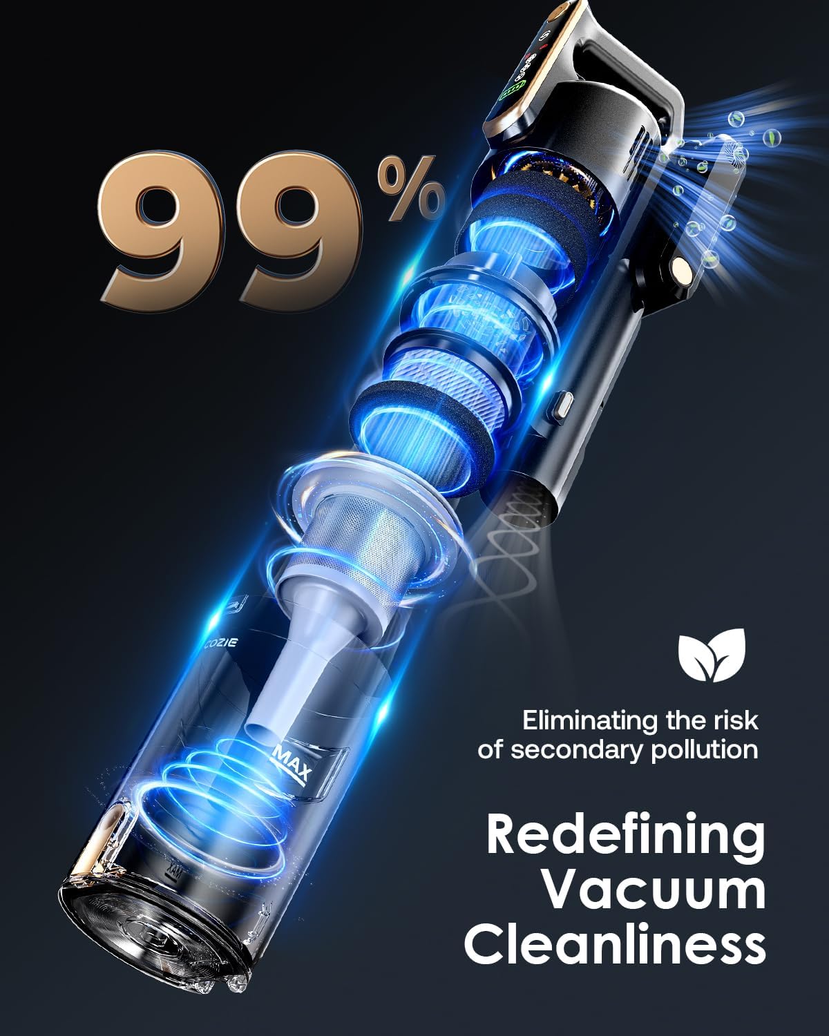 Cordless Vacuum Cleaner, 45Kpa 50 Mins Runtime Self-Standing Stick Vacuum Cleaners for Home, Powerful Suction, Lightweight, LED Touch Screen 8 in 1 Vacuum for Pet Hair, Carpet, Hardwood Floor,