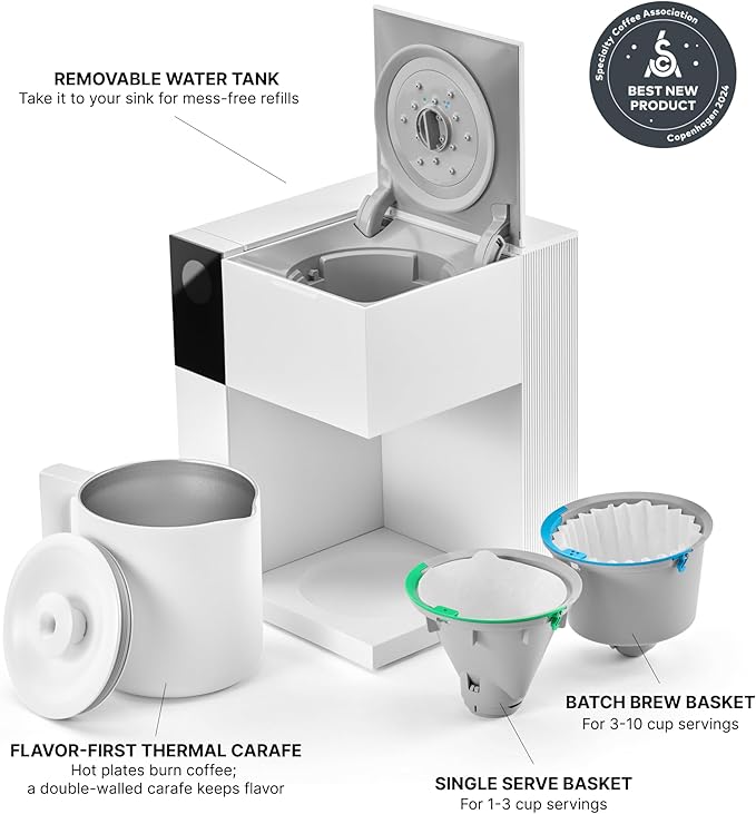 Precision Drip Coffee Maker, Thermal Carafe, Perfect Temperature Control, Bloom Cycle, Single Serve to 10 Cup Capacity