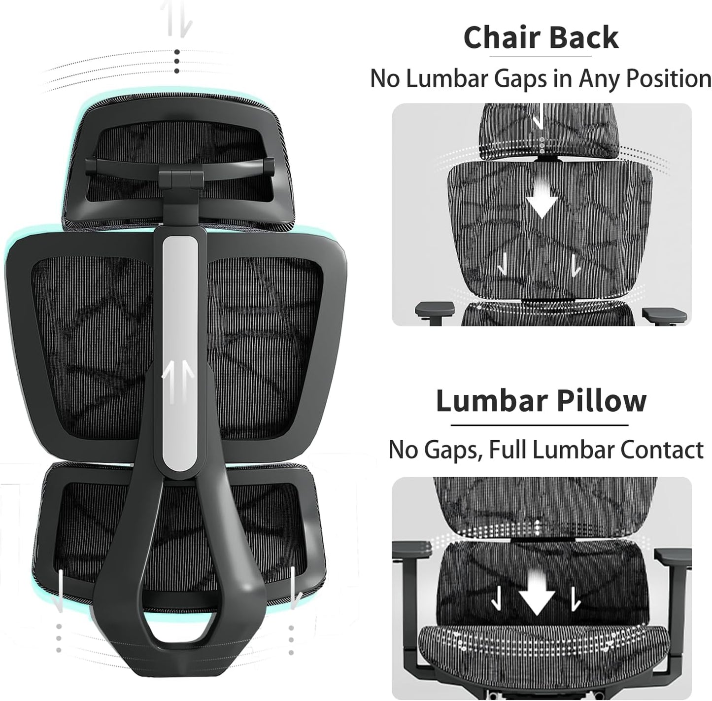 Basic Ergonomic Mesh Office Chair with Lumbar Support, High Back Computer Chair with 4D Headrest & 3D Armrests, Big and Tall Desk Chair Supports 440 lbs(Black)