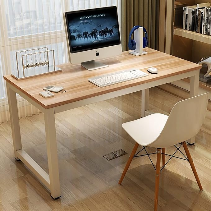 Modern Computer Desk 63 Inch Large Office Desk, Writing Study Table for Home Office Desk Workstation Wide Metal Sturdy Frame Thicker Steel Legs