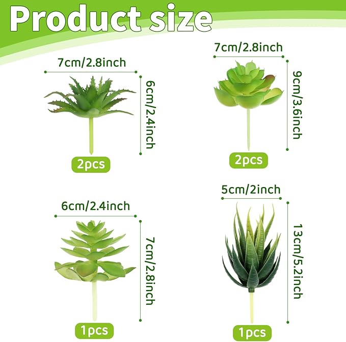 Fake Succulent Plants, 6pcs Mini Green Succulent Plants Faux, Artificial Succulents Plants for DIY Crafting Home Floral Wall Office Decoration (excluding pots)