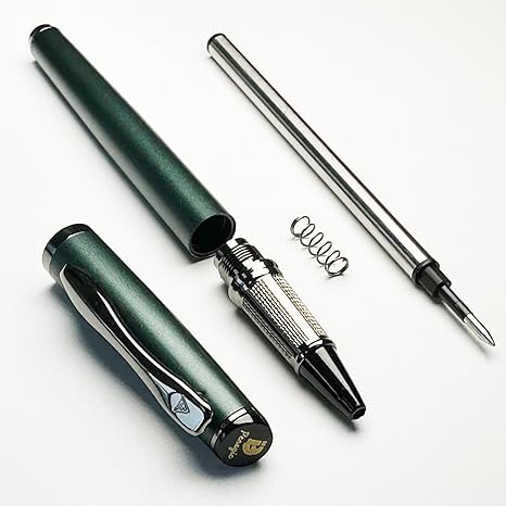 Luxury Rollerball Pen, Black Ink, Fine Point, Unisex, Professional Writing Pen, Set of 1 with 2 Refills