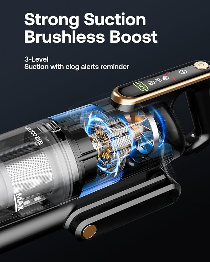 Cordless Vacuum Cleaner, 45Kpa 50 Mins Runtime Self-Standing Stick Vacuum Cleaners for Home, Powerful Suction, Lightweight, LED Touch Screen 8 in 1 Vacuum for Pet Hair, Carpet, Hardwood Floor,