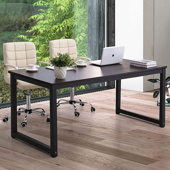 Modern Computer Desk 63 Inch Large Office Desk, Writing Study Table for Home Office Desk Workstation Wide Metal Sturdy Frame Thicker Steel Legs