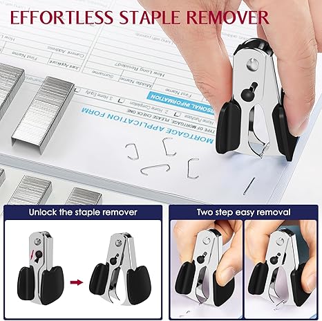 Metal Stapler Heavy Duty 50 Sheet Capacity with 1750 Staples and Staple Remover, Full Strip Staplers for Desk, No Jam, Non-Slip for Office & Classroom