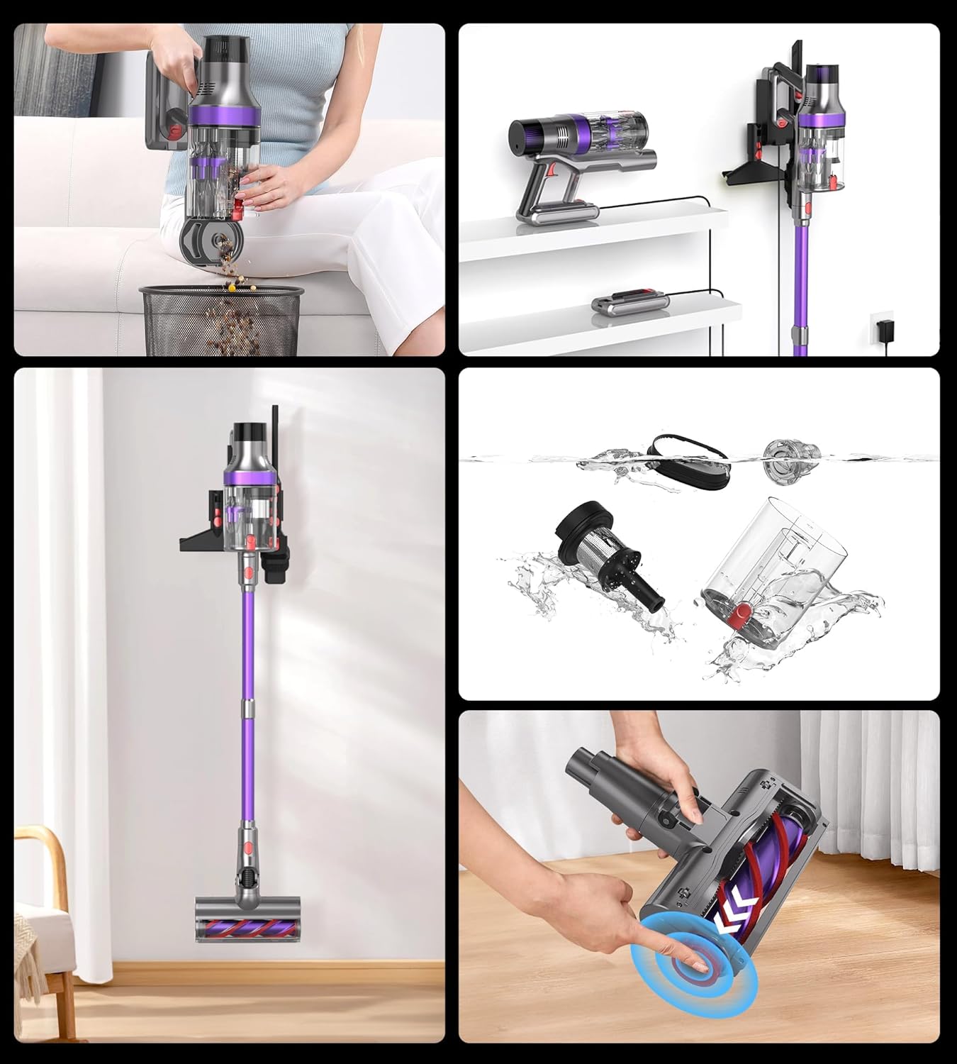 Vacuum Cleaner for Home,65Mins/580W/45Kpa Powerful Suction Cordless Vacuum,Cordless Stick Vacuum Cleaner,Portable 2L Cups Anti-Tangle Vacuum Pro for Pet Hair Hardwood Carpet Car