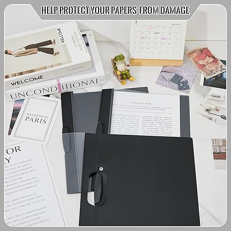 72 Pack Clear Report Covers with Clip Plastic Report Folder Cover with Clip Presentation Folders Paper Binder for School Office Classroom Business Document Files, 11.8 x 9.5 Inch, Black