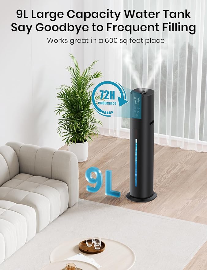 9L/2.38Gal Smart Humidifiers For Large Room,30dB Quiet Whole House Humidifier,Cover Up To 600ft² App/Remote Control,Humidifier For Bedroom,Humidifiers With Essential Oil Diffuser,12 H Timer