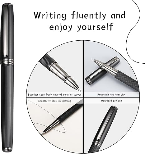 Liquid Ink Rollerball Pen,Essential Business Nice Pens,Metal pen Smooth writing stylish design effortless writing,Luxury pens with gift case for Men & Women