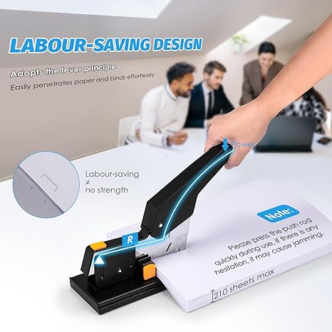 Heavy Duty Stapler 210 Sheets Capacity, Effortless Office School Stapler with Adjustable Stapling Width of 60mm (2.36") with 4000 Staples