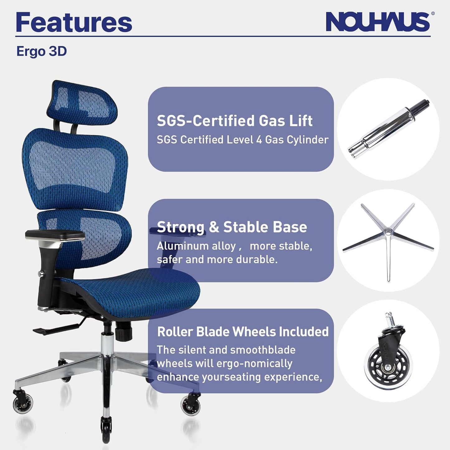 Ergonomic Office Chair Lumbar Support Mesh Office Chair with 4D Adjustable Armrest, Adjustable Headrest and Wheels, Mesh High Back Home Office Desk Chairs