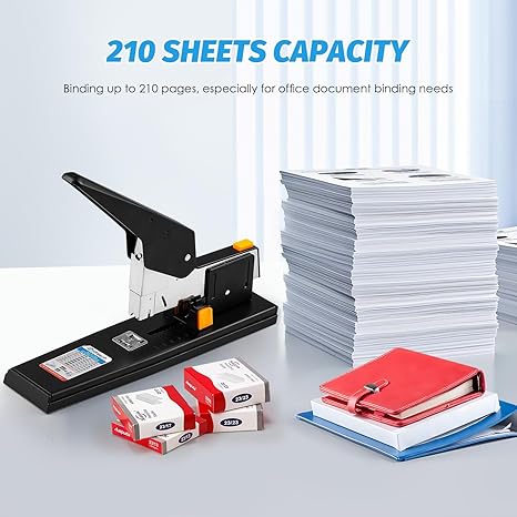 Heavy Duty Stapler 210 Sheets Capacity, Effortless Office School Stapler with Adjustable Stapling Width of 60mm (2.36") with 4000 Staples