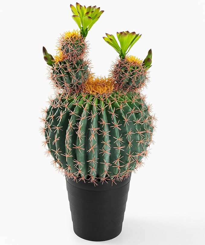 30 Inches Tall Realistic Large Faux Cactus Plant in Matte Black Pot. Gorgeous Artificial Plants for Home and Office Decoration.