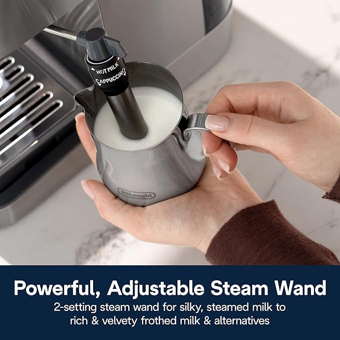 Espresso Machine with Milk Frother, 15-Bar Pump & Temperature Control - Barista Coffee Maker Kit for Espresso, Latte, Cappuccino & Iced Coffee - Italian Stainless Steel Design
