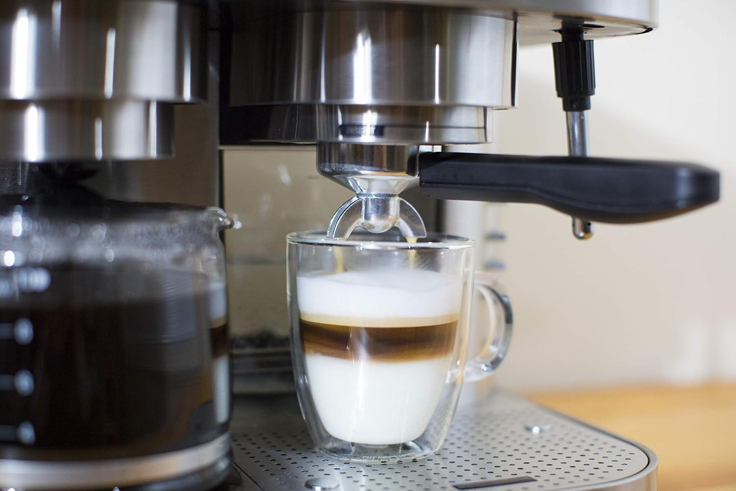 Combination Stainless Steel Espresso + Coffee Maker, 10 cups