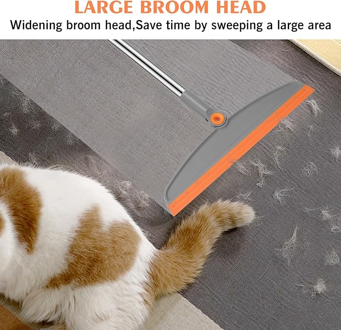 Multifunction Magic Broom, 54 Inch Adjustable Long Handle Silicone Floor Squeegee Broom, Sweep and Scrape 2 In 1 Household Cleaning Brooms for Floor, Bathrooms, Kitchens, Showers, Tile, Pet Hair,Glass