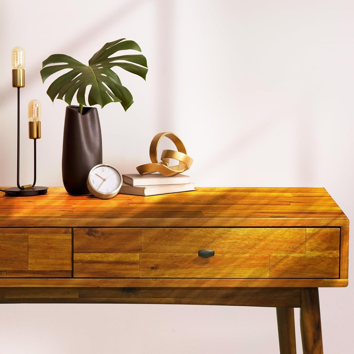 48" Solid Wood Work Desk with Drawers, Office Furniture, Scandinavian Style Work Table for Home Office
