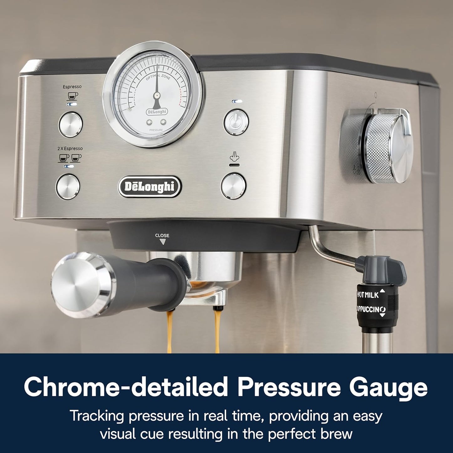 Espresso Machine with Milk Frother, 15-Bar Pump & Temperature Control - Barista Coffee Maker Kit for Espresso, Latte, Cappuccino & Iced Coffee - Italian Stainless Steel Design