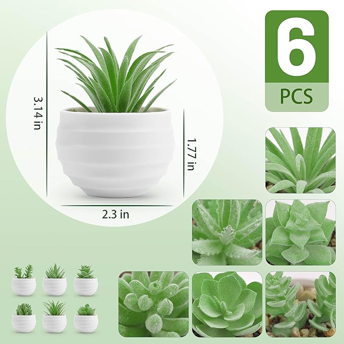 6 Pack Fake Plants Small Realistic Succulents Plants Artificial for Home Room Decor Indoor