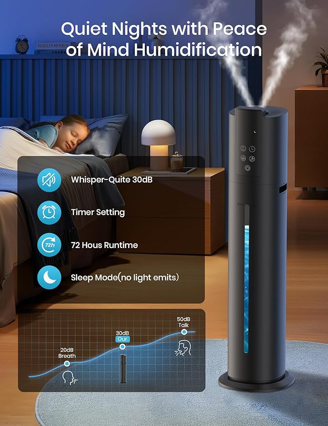 9L/2.38Gal Smart Humidifiers For Large Room,30dB Quiet Whole House Humidifier,Cover Up To 600ft² App/Remote Control,Humidifier For Bedroom,Humidifiers With Essential Oil Diffuser,12 H Timer