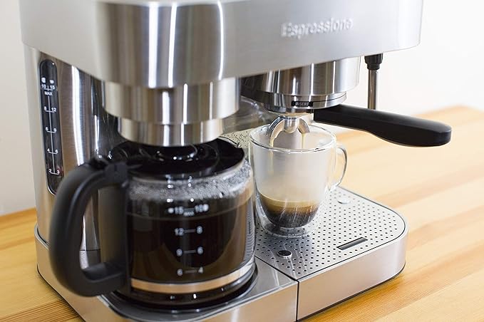 Combination Stainless Steel Espresso + Coffee Maker, 10 cups