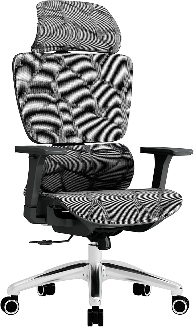 Basic Ergonomic Mesh Office Chair with Lumbar Support, High Back Computer Chair with 4D Headrest & 3D Armrests, Big and Tall Desk Chair Supports 440 lbs(Black)