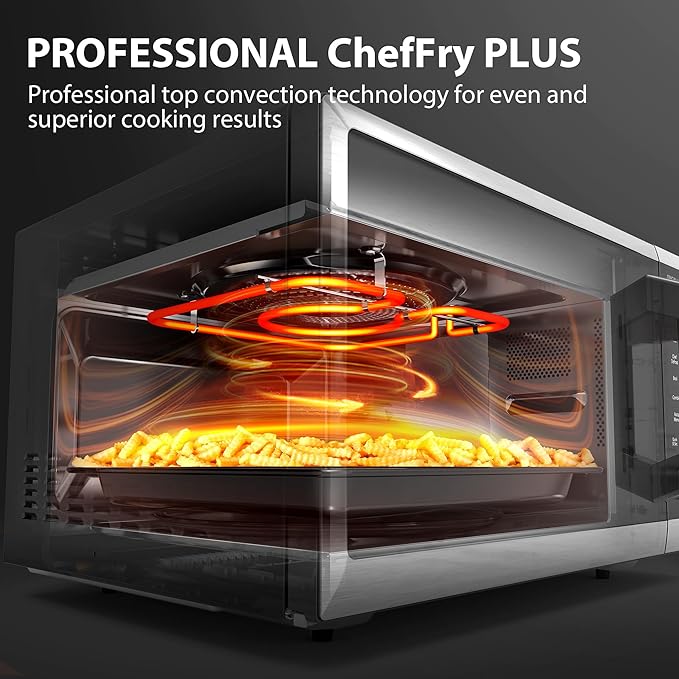 Combo Countertop Microwave Oven, with 2.4-Inch Color Screen, Origin Inverter Technology, Smart Sensor, Compatible with Alexa, 1100W, Air Fryer, 1.3 Cu.Ft, Silver