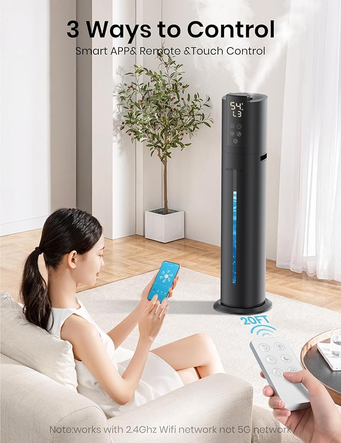 9L/2.38Gal Smart Humidifiers For Large Room,30dB Quiet Whole House Humidifier,Cover Up To 600ft² App/Remote Control,Humidifier For Bedroom,Humidifiers With Essential Oil Diffuser,12 H Timer