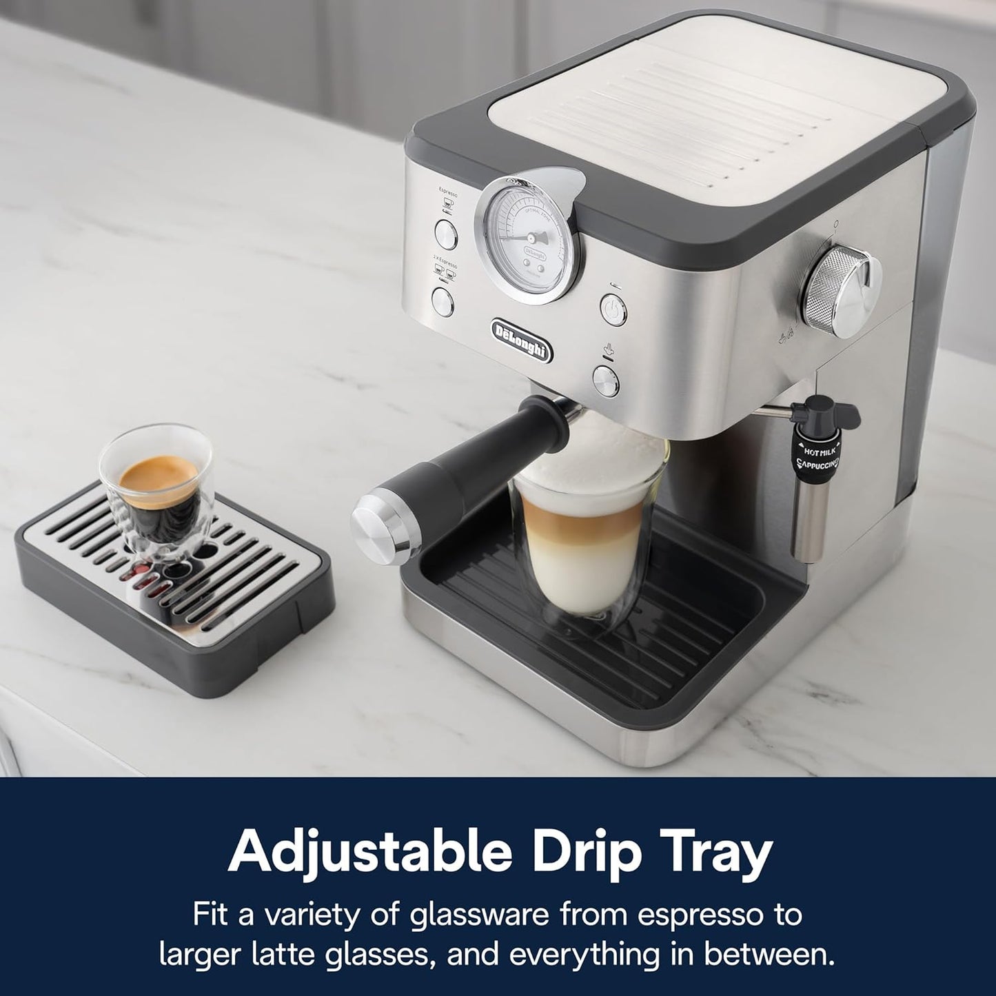 Espresso Machine with Milk Frother, 15-Bar Pump & Temperature Control - Barista Coffee Maker Kit for Espresso, Latte, Cappuccino & Iced Coffee - Italian Stainless Steel Design