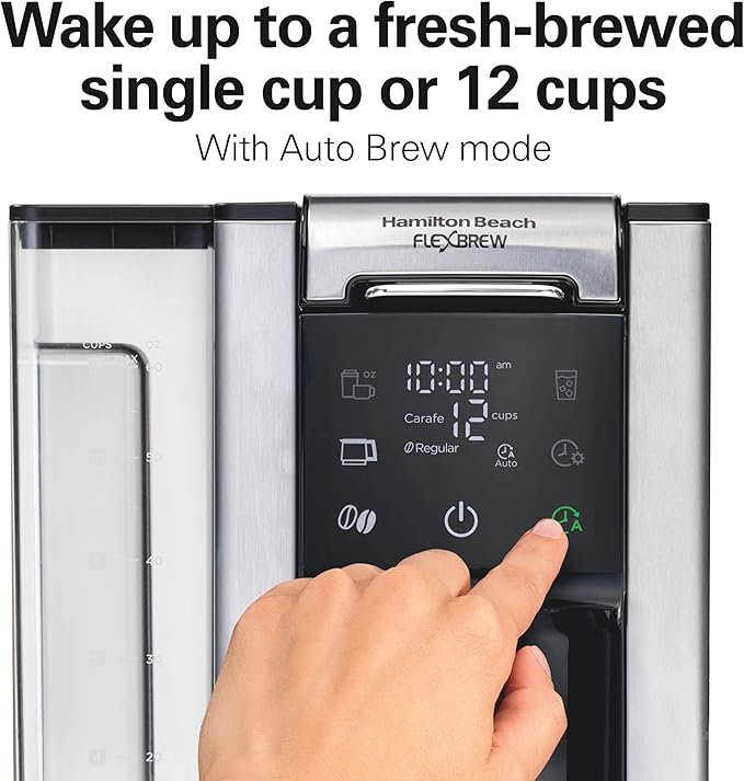 5-in-1 Programmable 12 Cup Drip and Single Serve Hot & Iced Coffee Maker with Movable 60 oz. Water Reservoir, Use Pod Packs and Grounds, Fast Brewing, Black